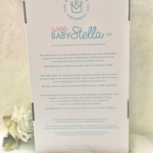New with tags WEE BABY “STELLA” Brown 12” Soft Baby Doll with magnetic pacifier - Picture 6 of 7